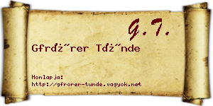 Gfrörer Tünde névjegykártya